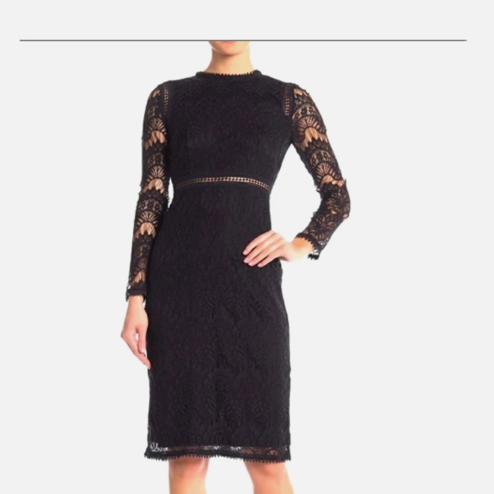 Love By Design Black Lace Midi Dress